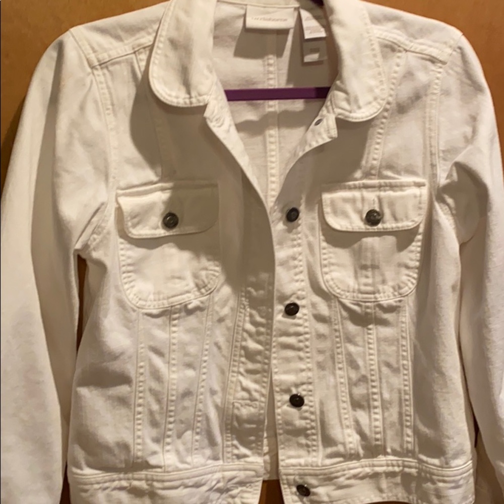 Jean jacket white Med Liz Claiborne EUC - Picture 3 of 4